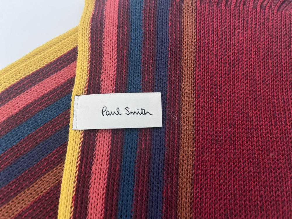 PAUL SMITH MENS 100% WOOL COLORFUL SCARF66" BY 10 3/4" EMBROIDERED SIGNATURE EC
